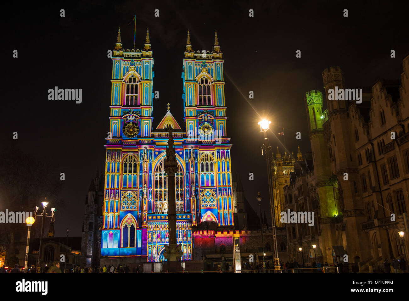 Au cours de l'abbaye de Westminster Londres Lumière Banque D'Images