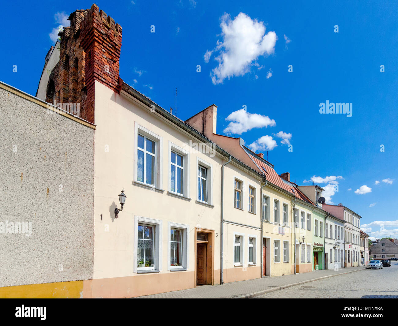 18e siècle, les maisons d'habitation, Krosno Odrzanskie (all. Crossen an der Oder), voïvodie de Lubusz, la Pologne, l'Europe. Banque D'Images