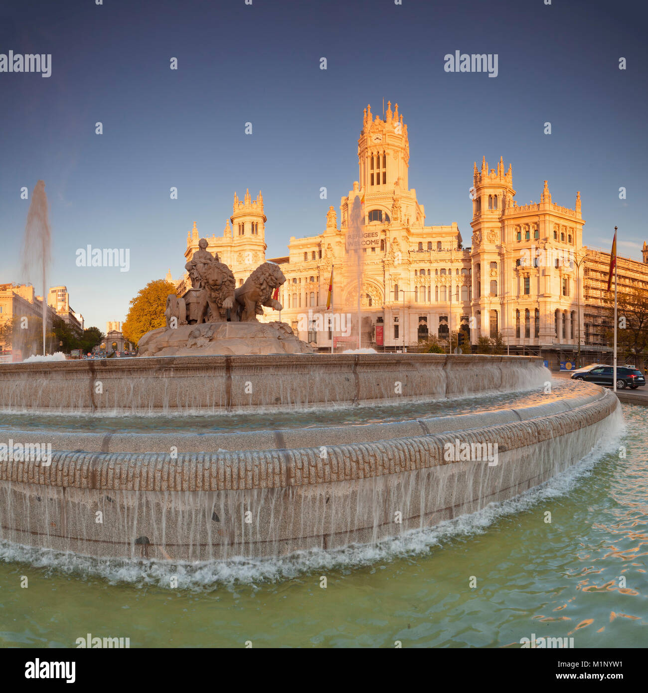 Plaza de la Cibeles, Fontaine et Palacio de Comunicaciones, Madrid, Spain, Europe Banque D'Images