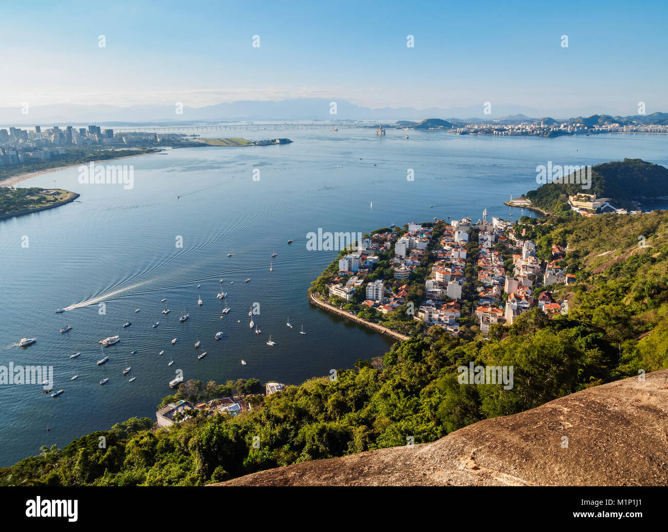 Urca Quartier, elevated view, Rio de Janeiro, Brésil, Amérique du Sud Banque D'Images