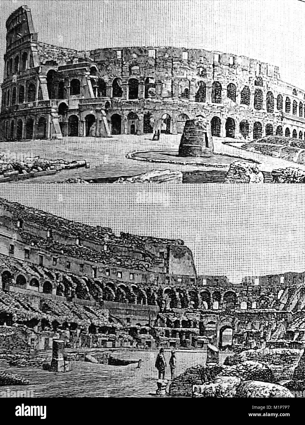 Le Colisée, Rome Colisée / Flavian Amphitheater et aka l'Amphitheatrum Flavium comme c'était en 1889 - intérieur & extérieur vues Banque D'Images