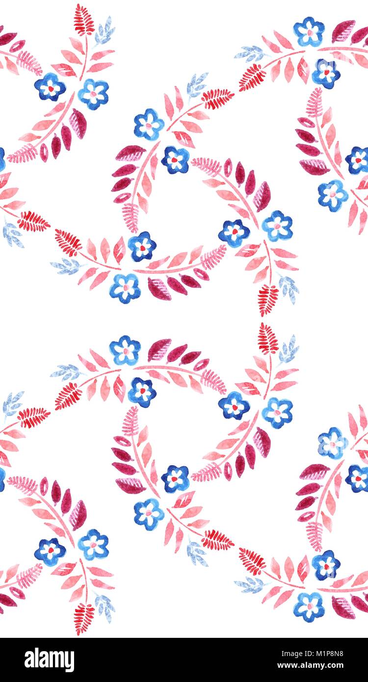 Répéter l'aquarelle transparente floral pattern Illustration de Vecteur