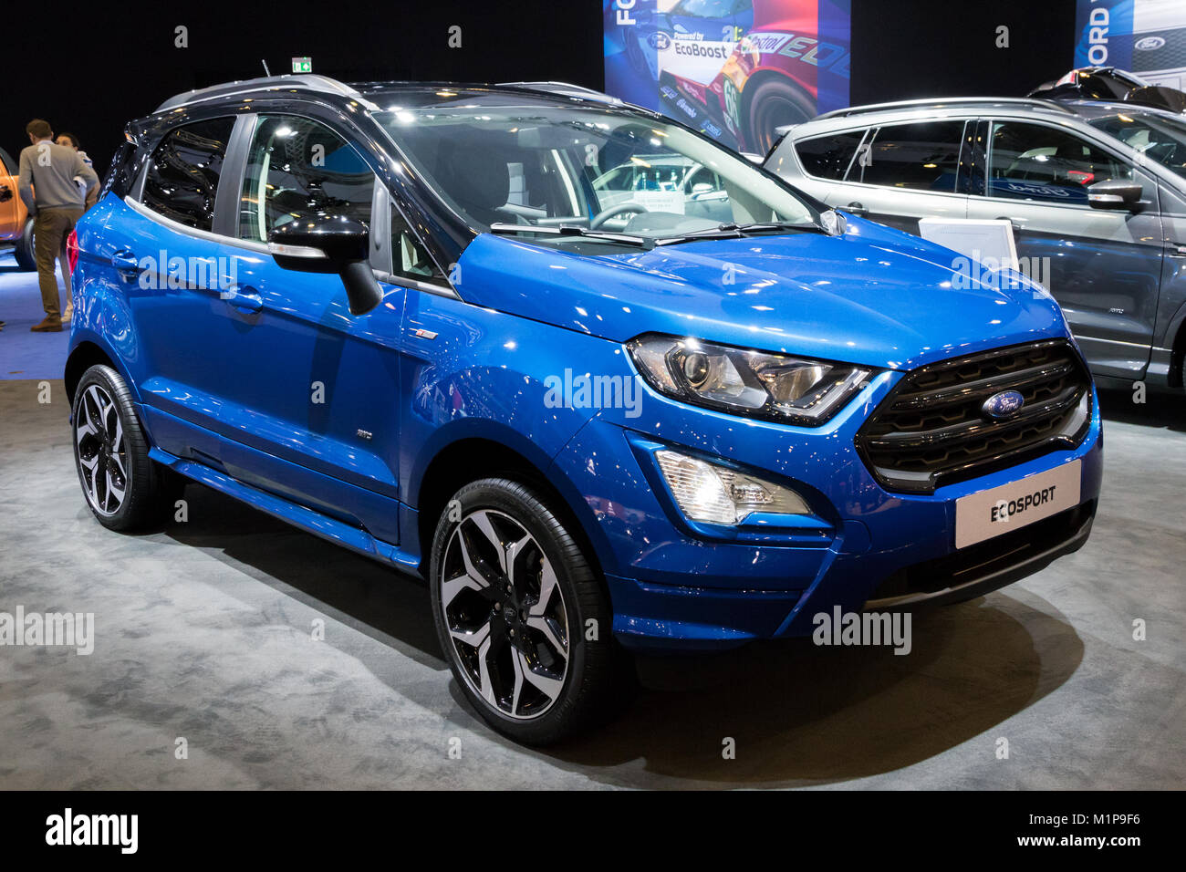 Bruxelles - 10/01/2018 : Nouvelle 2018 Ford EcoSport VUS compact de voiture présentée au salon de l'Automobile de Bruxelles. Banque D'Images
