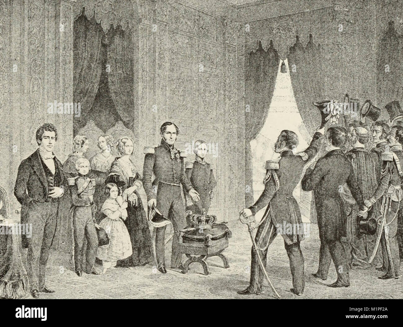 =Le Roi des Belges Léopold I offrant de faire le sacrifice de sa couronne dans la révolution de 1848 Banque D'Images