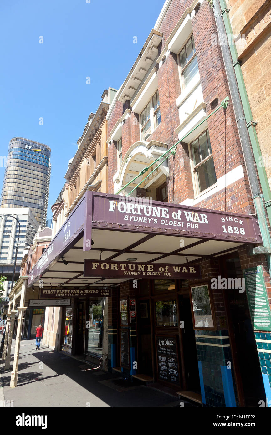 La fortune de la guerre, le plus vieux pub de Sydney, George St, The Rocks, Sydney, NSW, Australie Banque D'Images