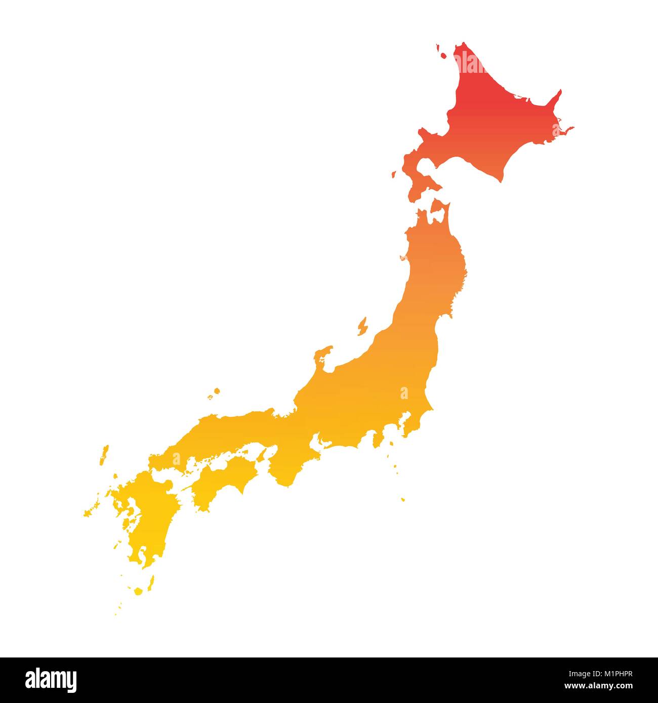 La carte du Japon. Orange colorés vector illustration Illustration de Vecteur