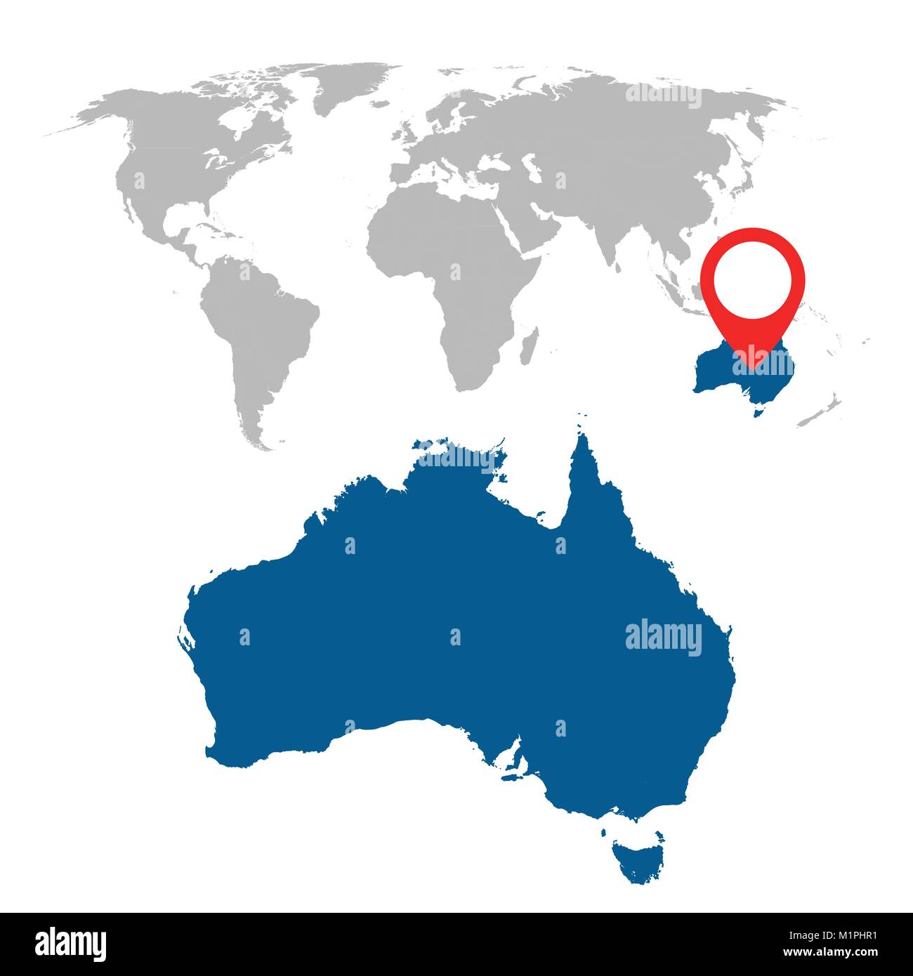 Carte détaillée de l'Australie et l'ensemble de navigation carte du monde. Télévision vector illustration. Illustration de Vecteur