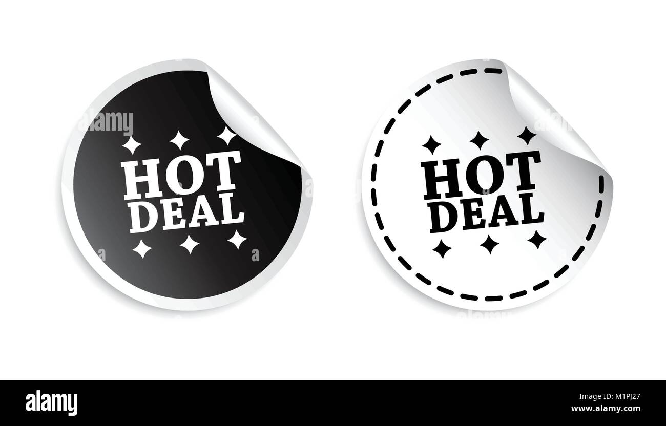 Hot deal autocollant. Vector illustration noir et blanc. Illustration de Vecteur