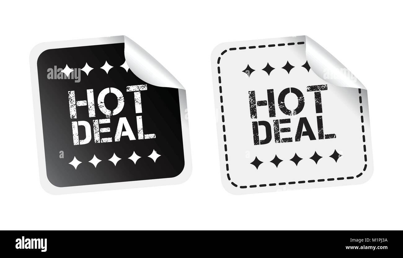 Hot deal autocollant. Vector illustration noir et blanc. Illustration de Vecteur