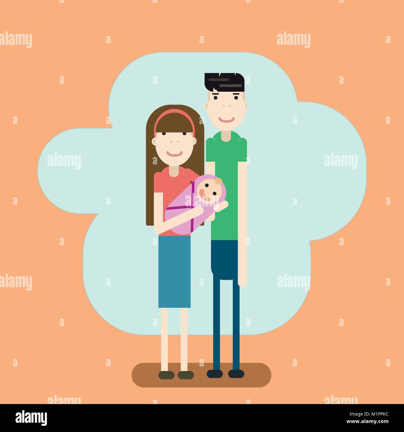 Les jeunes parents avec bébé Illustration de Vecteur