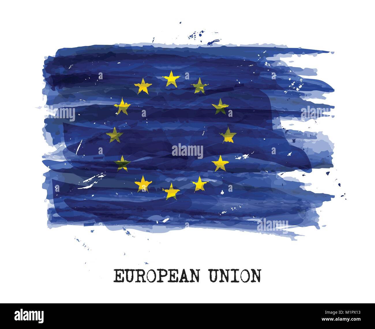 L'aquarelle d'un drapeau de l'Union européenne ( UE ) . Vector . Illustration de Vecteur