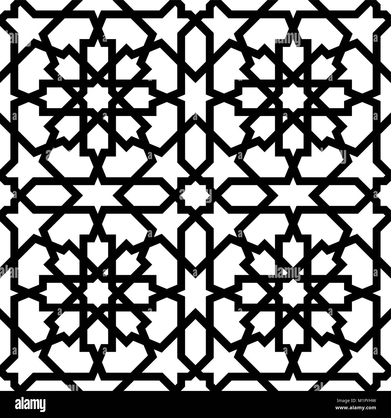 L'arabe sans ornement géométrique en noir et blanc Illustration de Vecteur