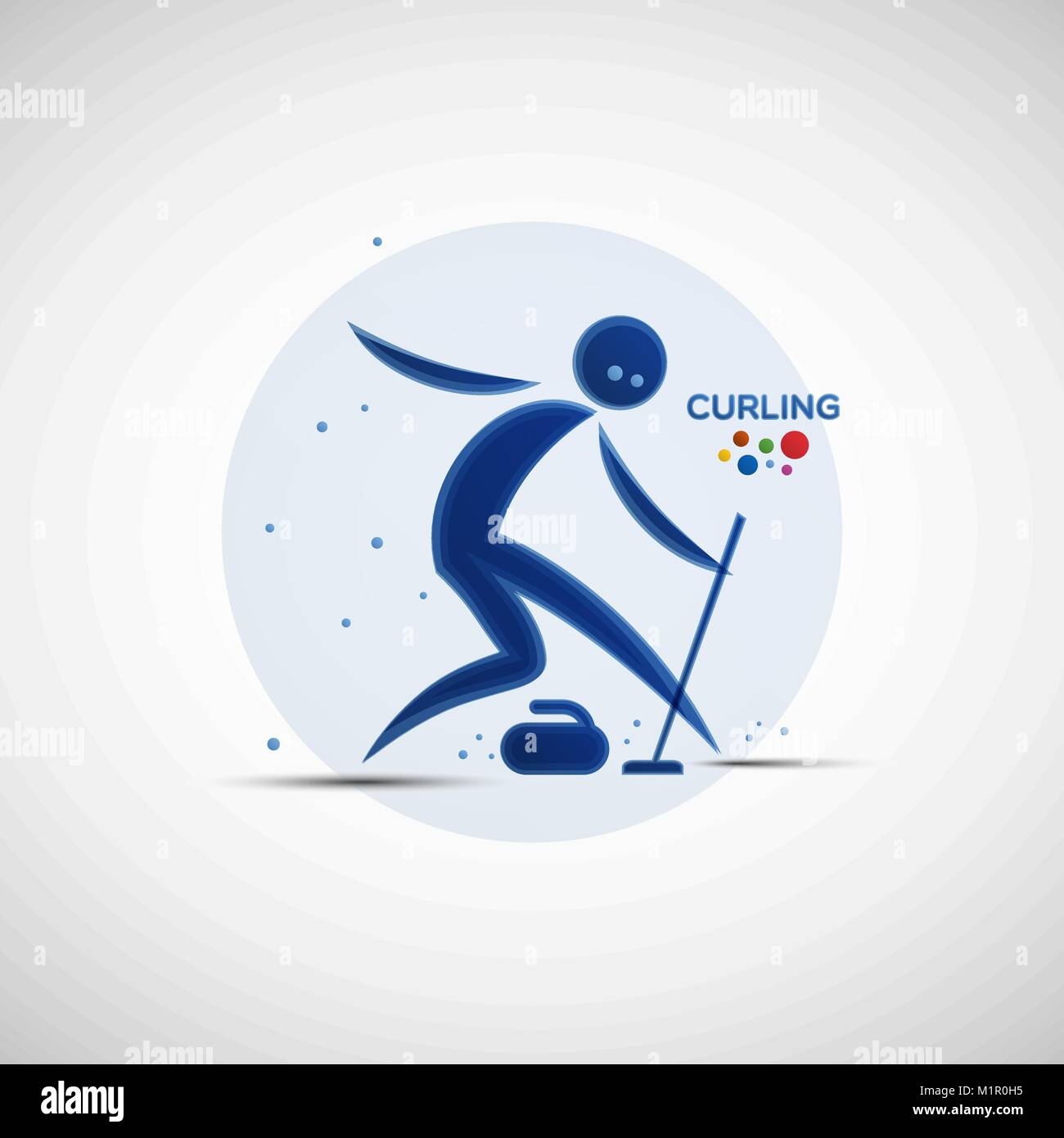 Bannière le championnat de curling. L'icône de sports d'hiver. Abstract sportsman silhouette. Vector illustration de joueur de curling pour votre conception Illustration de Vecteur