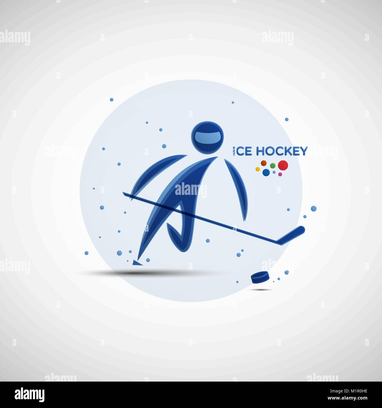 Bannière de championnat de hockey sur glace. L'icône de sports d'hiver. Abstract sportsman silhouette. Vector illustration de bâton de hockey sur glace avec rondelle en grève Illustration de Vecteur