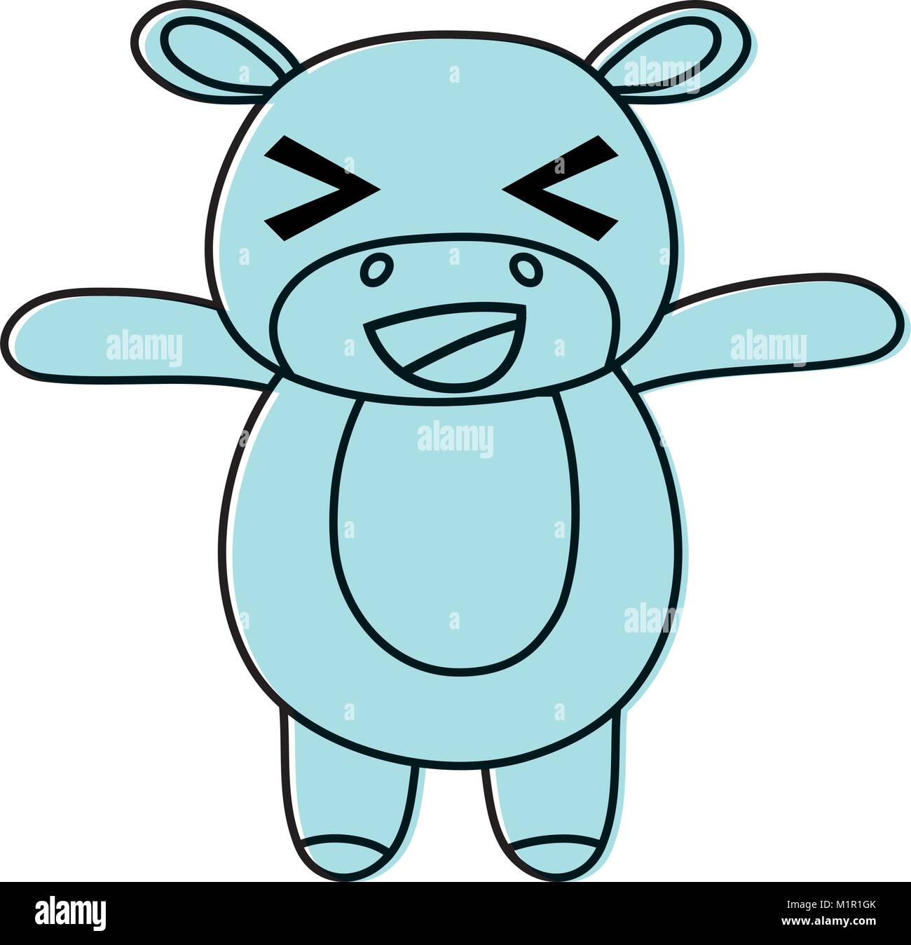 Couleur mignon et joyeux animal sauvage d'hippopotame Illustration de Vecteur