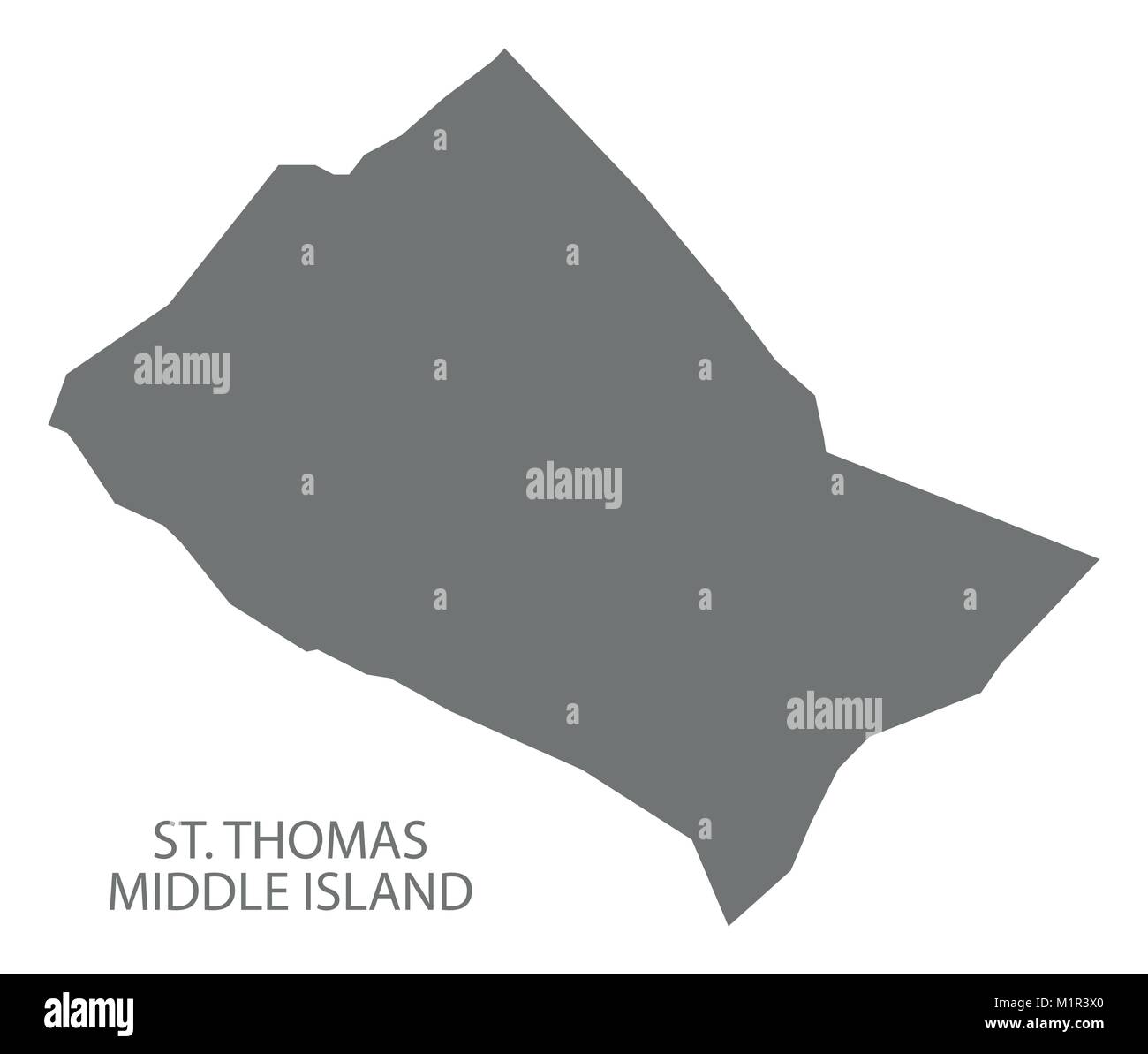 Saint Thomas l'île Middle map gris illustration forme silhouette Illustration de Vecteur
