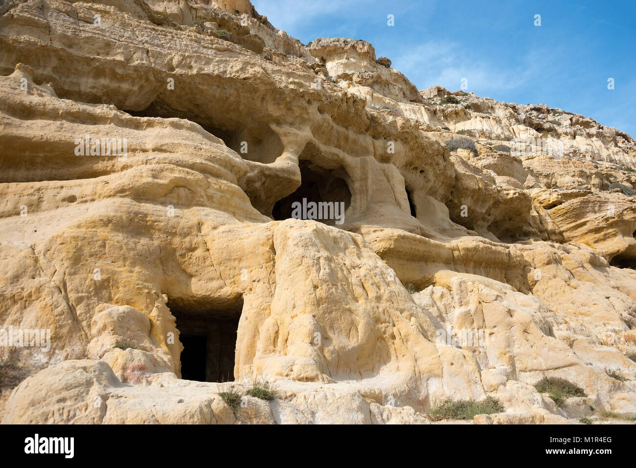 Les grottes, Matala Crete, Grèce, roche grottes, cavernes, grottes, caves of Matala, Crète, Grèce, GreeceFelshoehlen Wohnhoehlen Matala,,, Kreta, Griechenl Banque D'Images