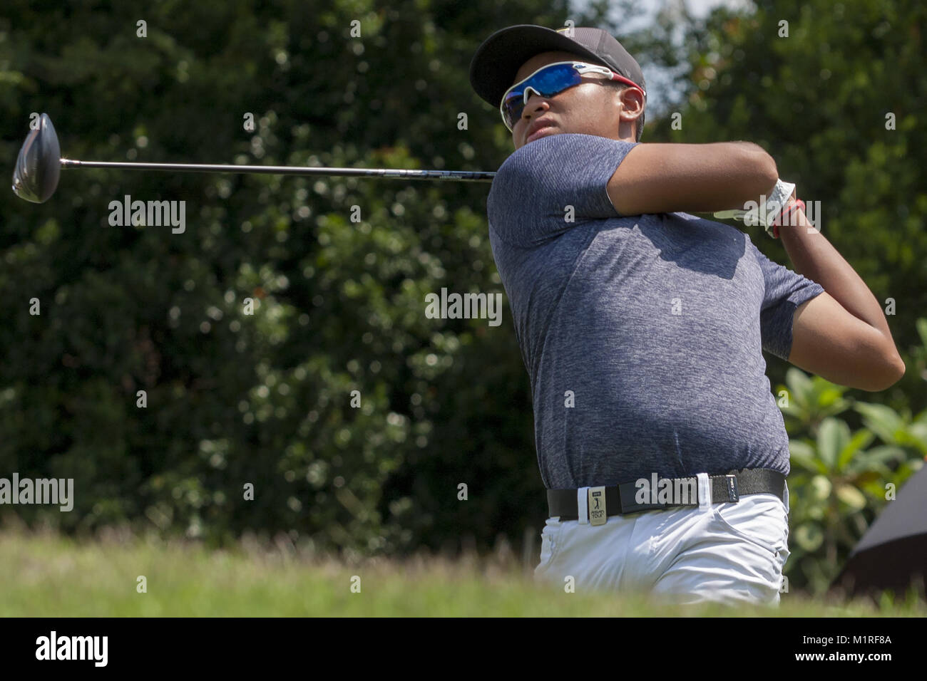 Shah Alam, Kuala Lumpur, Malaisie. 1er février, 2018. Shahriffuddin Ariffin est vu le premier jour du tournoi.Le championnat de golf 2018 Maybank symposium est organisé au 1er au 4 février à Saujana Golf & Country Club. Credit : Faris Hadziq/SOPA/ZUMA/Alamy Fil Live News Banque D'Images