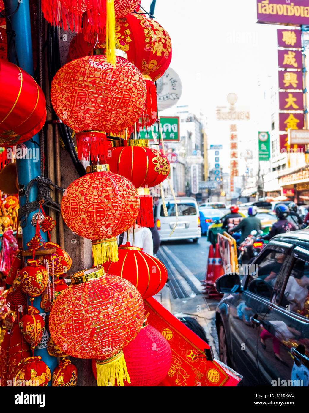 Thaïlande Bangkok - 29 janvier 2018 : Nouvel an chinois lanterne pour vendre sur Yaowarat road,décorations Accueil traditionnel Chinois célèbre sw Banque D'Images