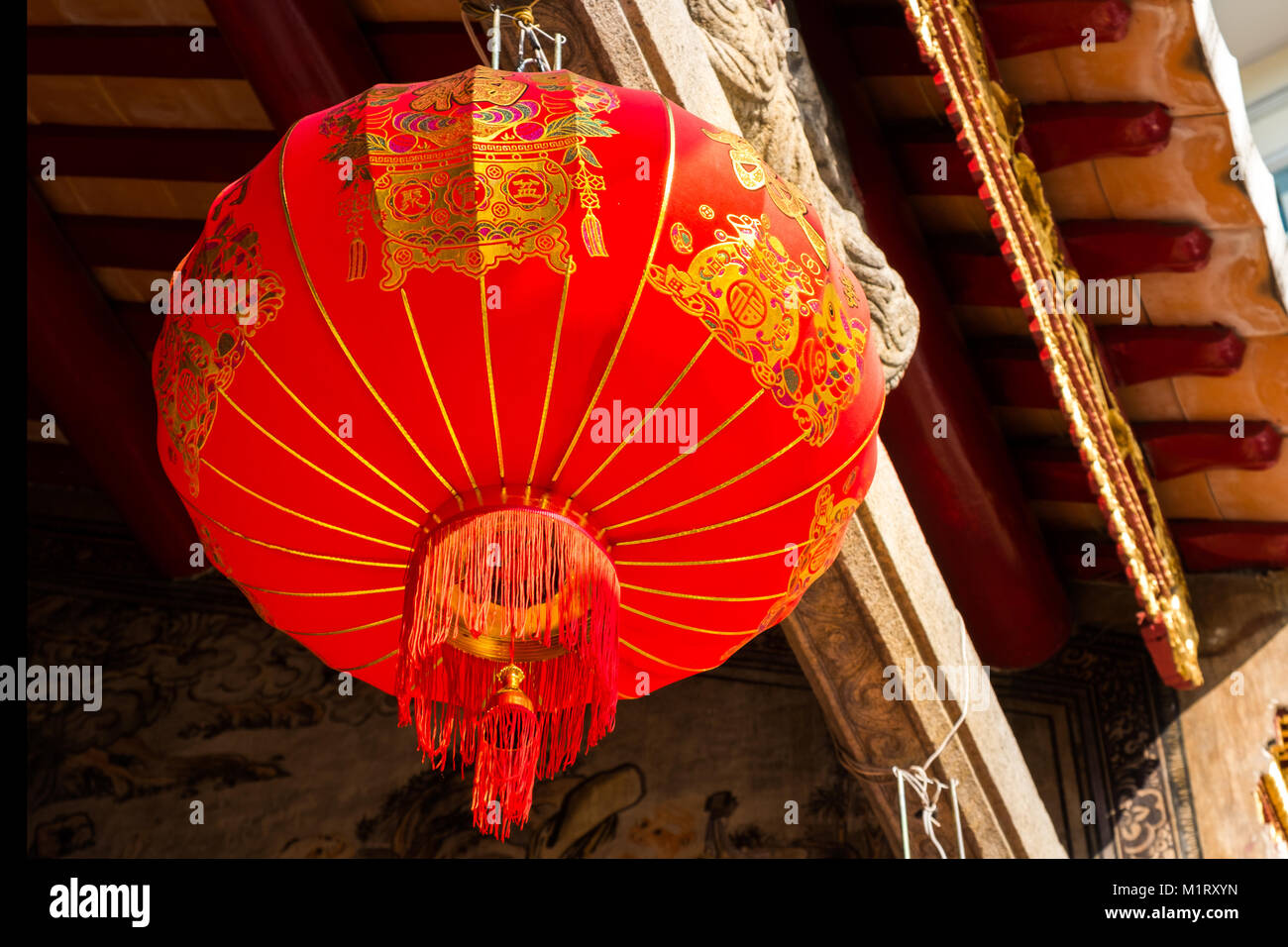 Thaïlande Bangkok - 29 janvier 2018 : Nouvel an chinois lanterne dans temple chinois traditionnel chinois nouveau fête décorations du temple Banque D'Images