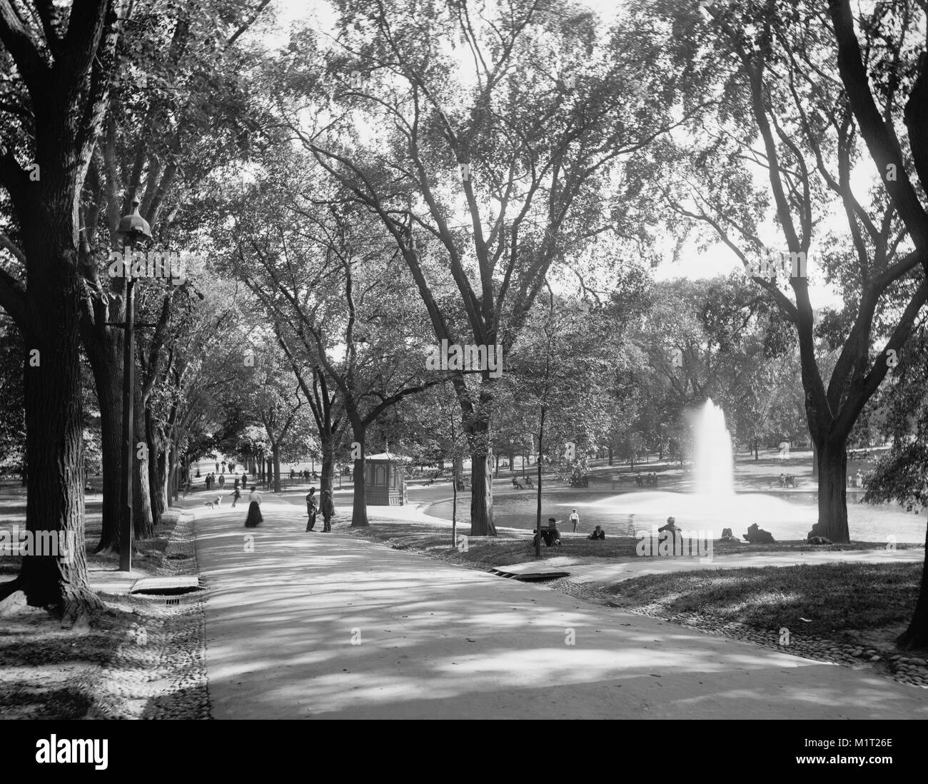 Fontaine en Frog Pond, la politique commune, Boston, Massachusetts, USA, Detroit Publishing Company, 1899 Banque D'Images