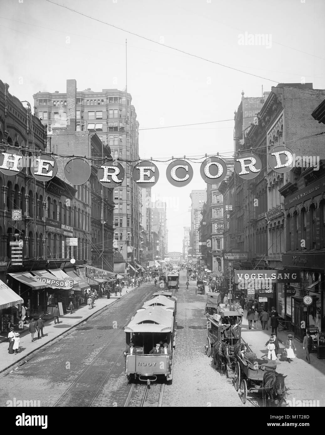 Madison Street, à l'Est de la Cinquième Avenue, Chicago, Illinois, USA, Detroit Publishing Company, 1900 Banque D'Images