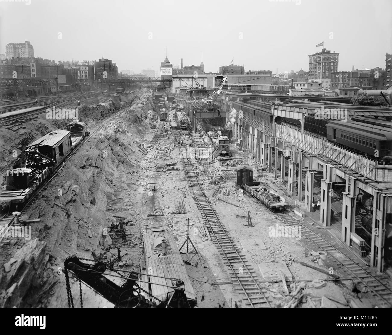 Excavation pour Grand Central Terminal, New York City, New York, USA, Detroit Publishing Company, 1908 Banque D'Images