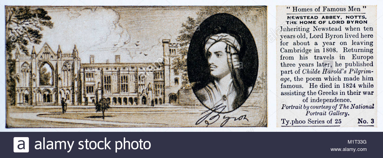Maisons d'hommes célèbres - Lord Byron 1788 - 1824 Banque D'Images
