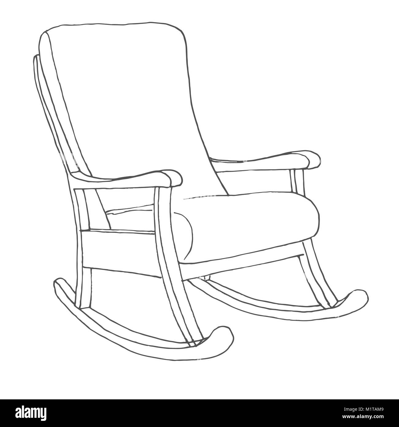 Rocking chair isolé sur fond blanc. Croquis d'une chaise confortable.  Vector illustration Image Vectorielle Stock - Alamy