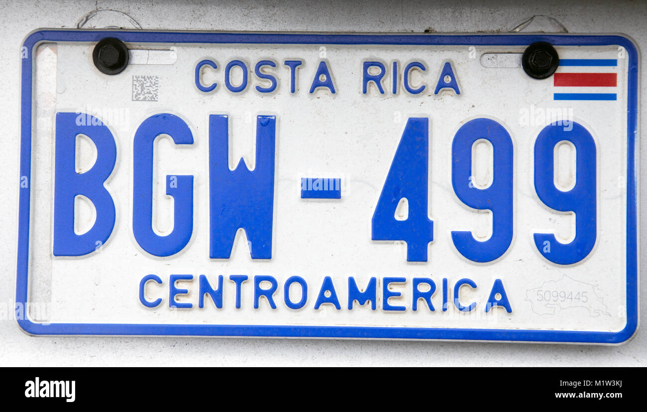 La plaque de numéro de voiture Costa Rica Banque D'Images