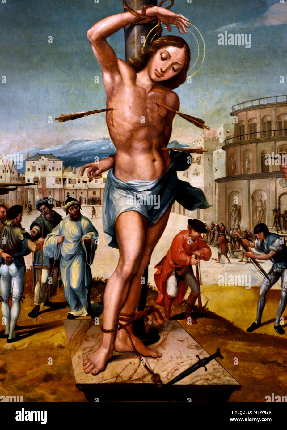 Le martyre de St Sébastien 1536 - 1538-1490 Gregório Lopes (1550) 15e siècle, le Portugal portugais ( Gregório López ; Gregorio Lopez ; Gregorio Lopes ) Banque D'Images