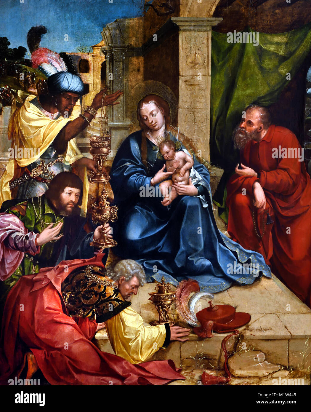 Adoration des Mages (1539-41) Retable de Santos o novo ( monastère de Santo o novo ) 1540-1545 Gregrorio de Lopes 1513-1550 16e siècle, le Portugal, le portugais ( détail ) détail Banque D'Images