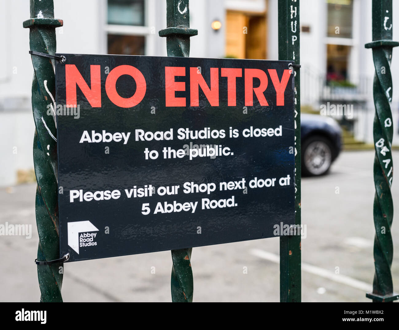 Pas d'entrée d'un signe pour les studios d'Abbey Road, Londres. Banque D'Images