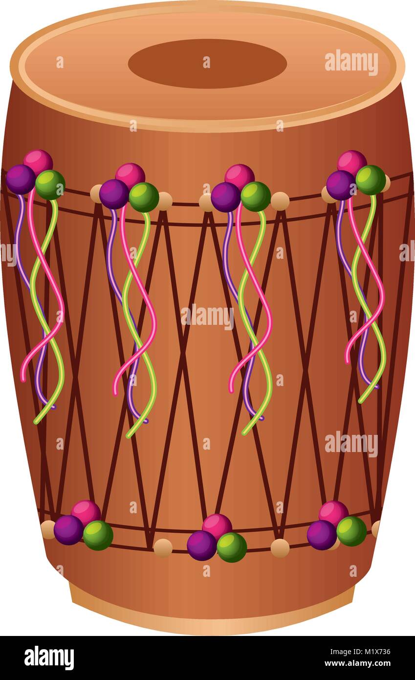 Instrument de musique traditionnelle indienne dhol tambour punjabi Illustration de Vecteur