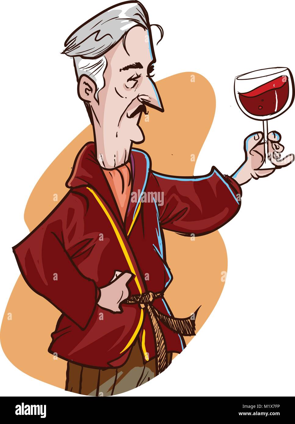 Vector illustration old man drinking wine Illustration de Vecteur
