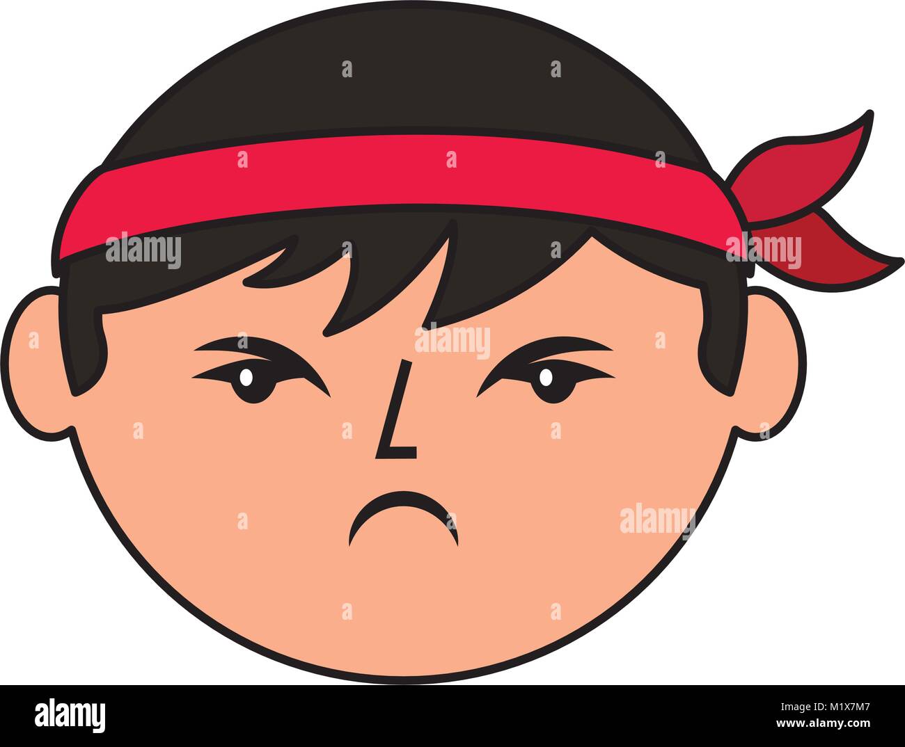 Portrait dessiné homme chinois en colère Illustration de Vecteur