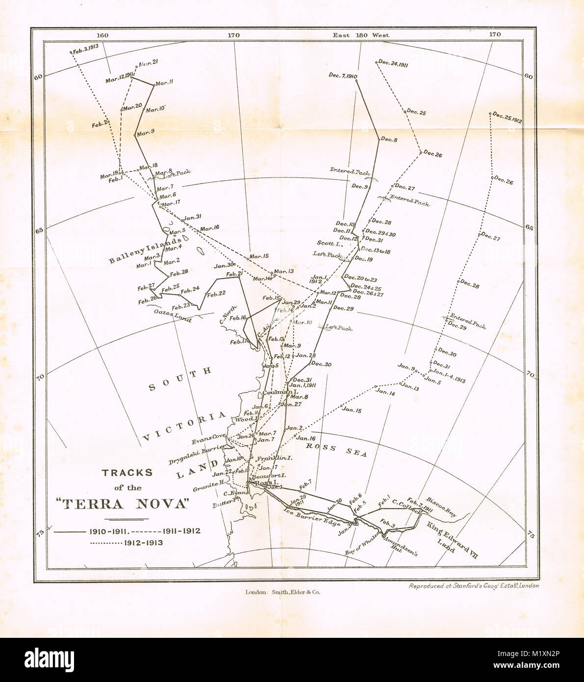 Les voies de la Terra Nova, navire d'expédition polaire, British Antarctic Expedition 1910-13, Scott's expédition finale Banque D'Images