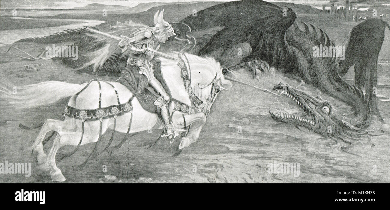 Saint George et le Dragon par Walter Crane Banque D'Images