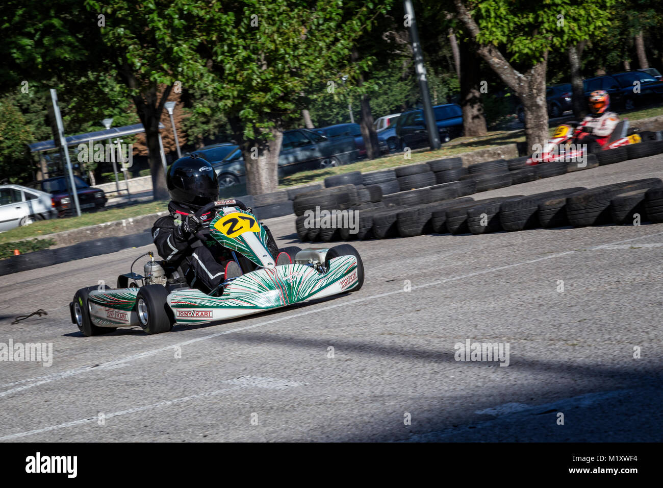 Conducteur en Go Kart course de kart en plein air Banque D'Images