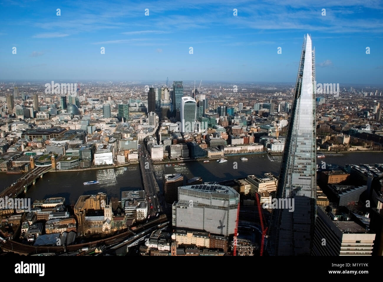 Vue aérienne de la ville de Londres, la Tamise et le Fragment. Banque D'Images