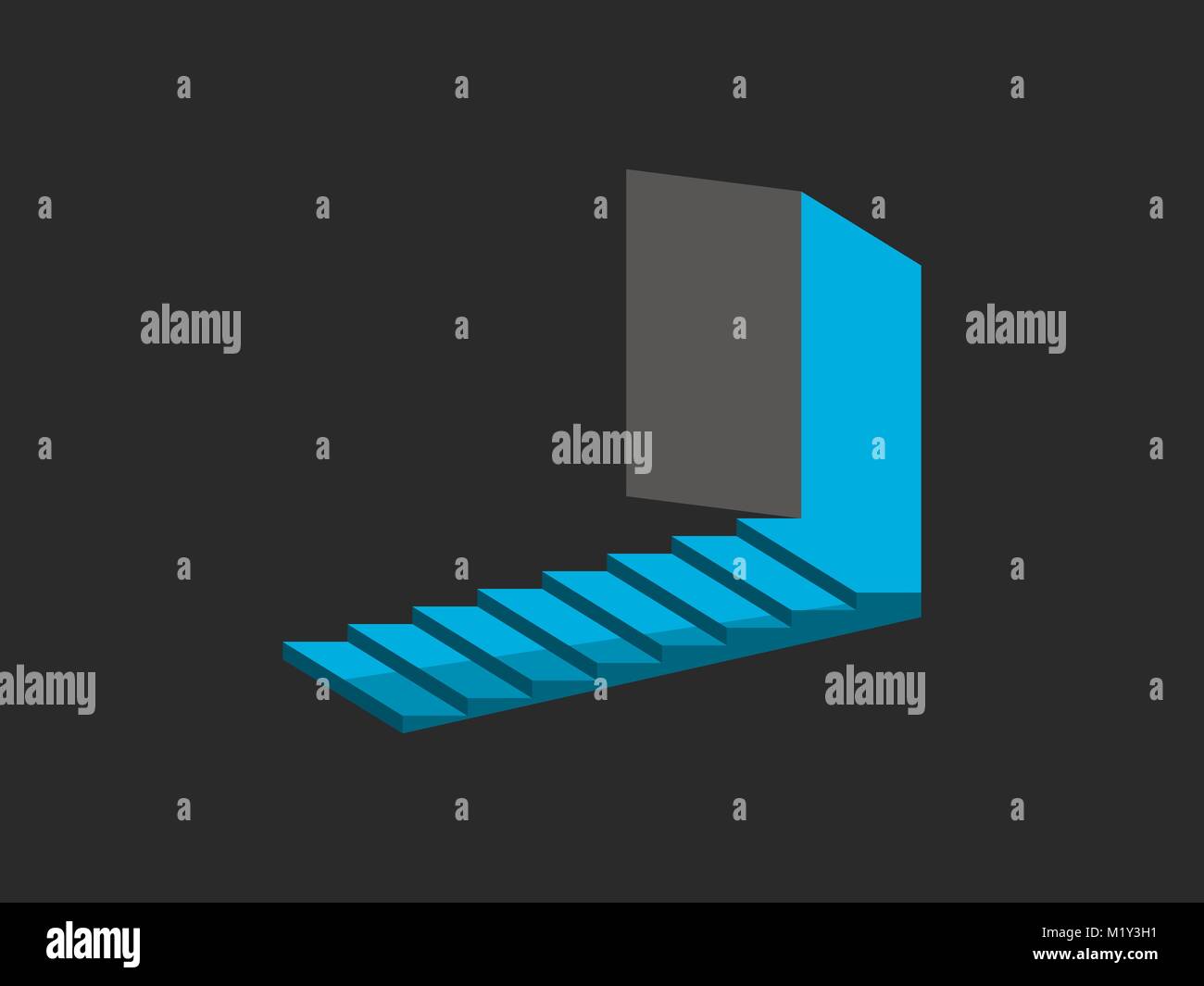 La lumière de la porte ouverte sur l'escalier. Mesures isométriques. Vector illustration Illustration de Vecteur