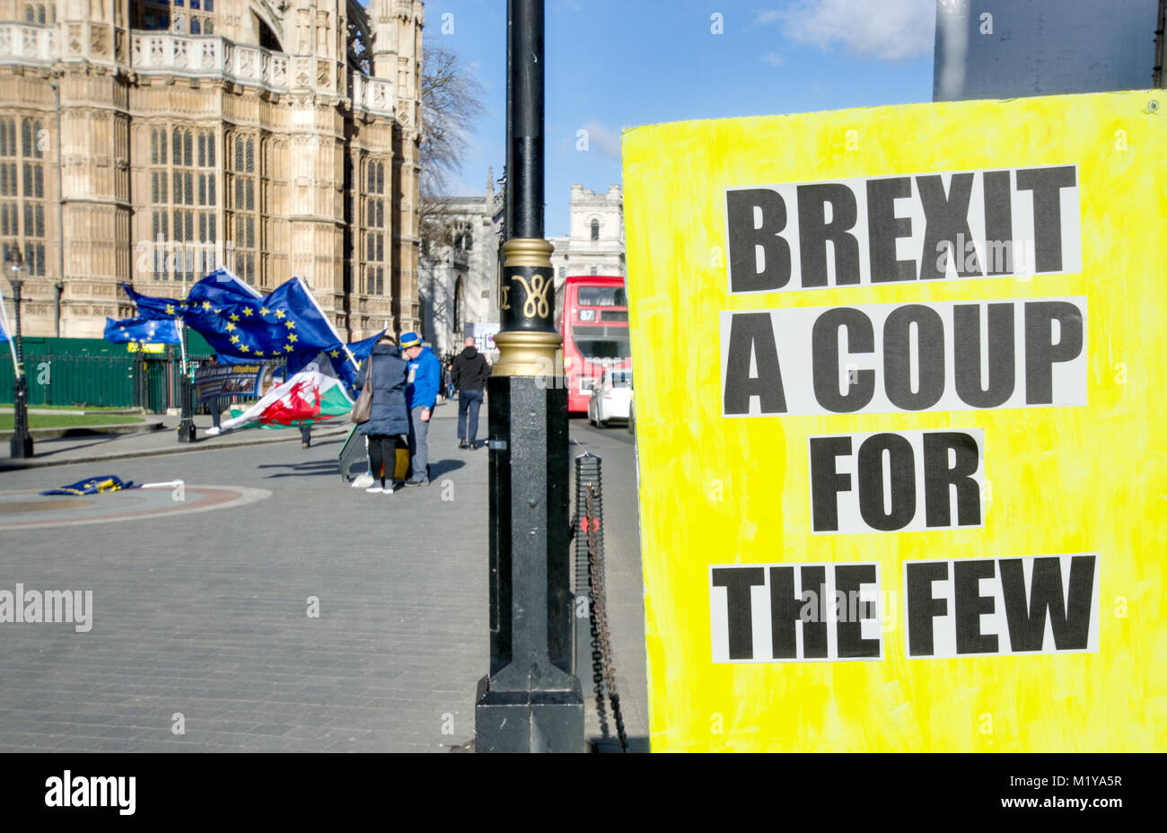 Londres, Angleterre, Royaume-Uni. Anti-Brexit quotidiennement en face de protestation du Parlement, organisée par Steve Bray et autres Banque D'Images