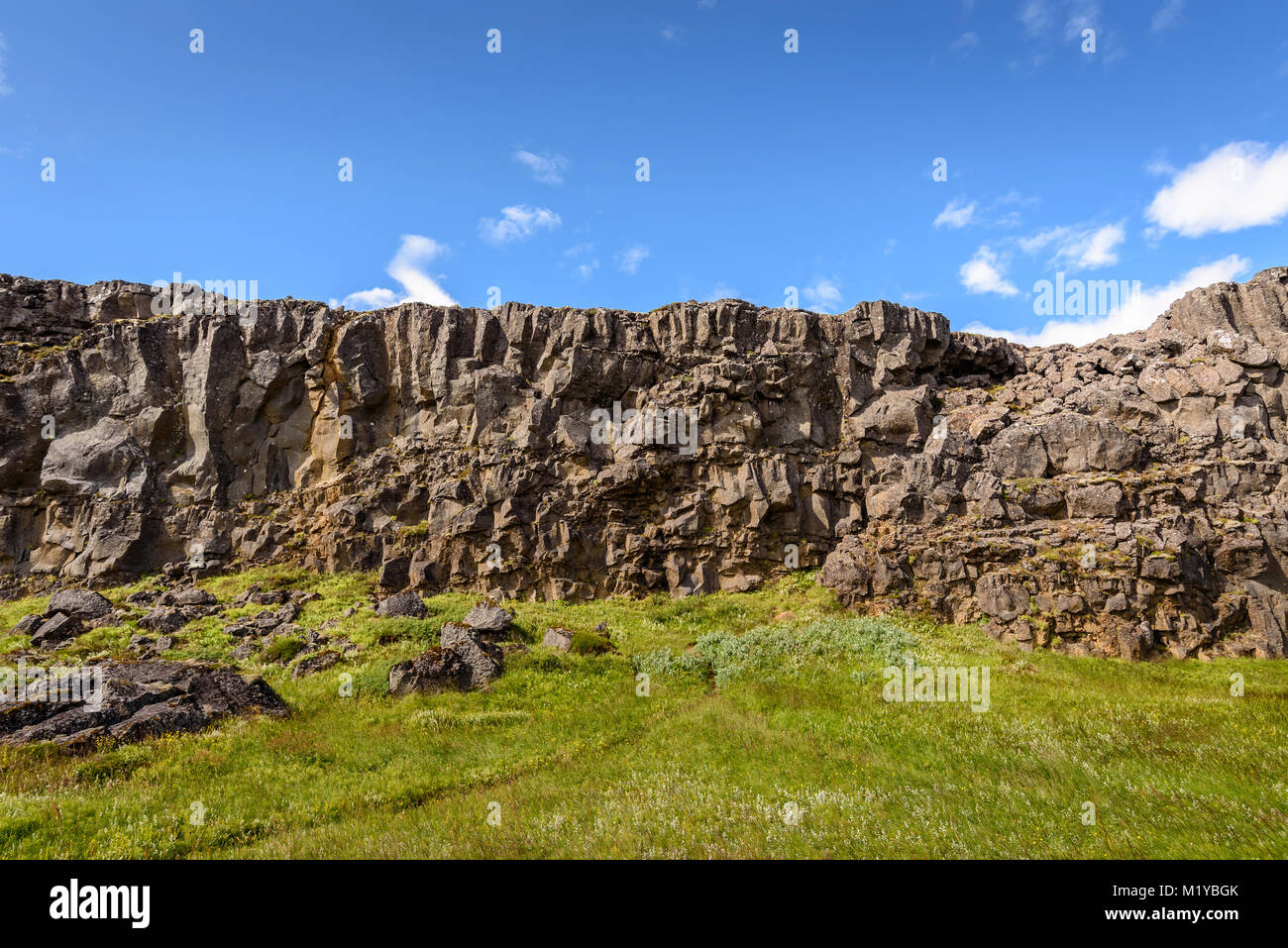 La pierre de lave paysage, le Parc National de Thingvellir, Islande Banque D'Images