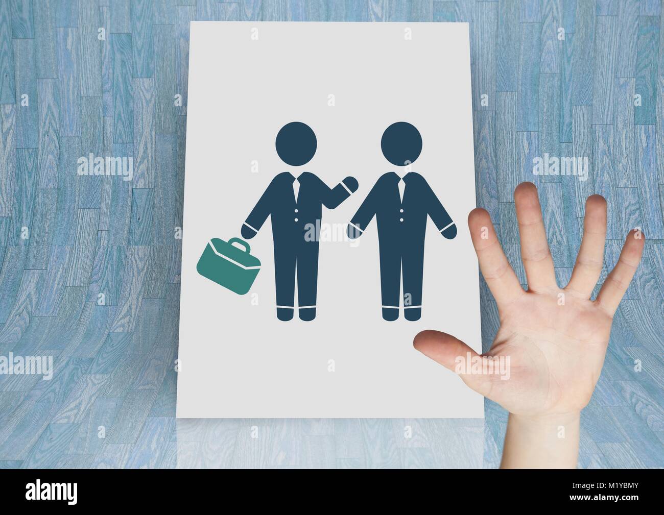 Main ouverte avec des gens d'affaires l'icône de la réunion Banque D'Images