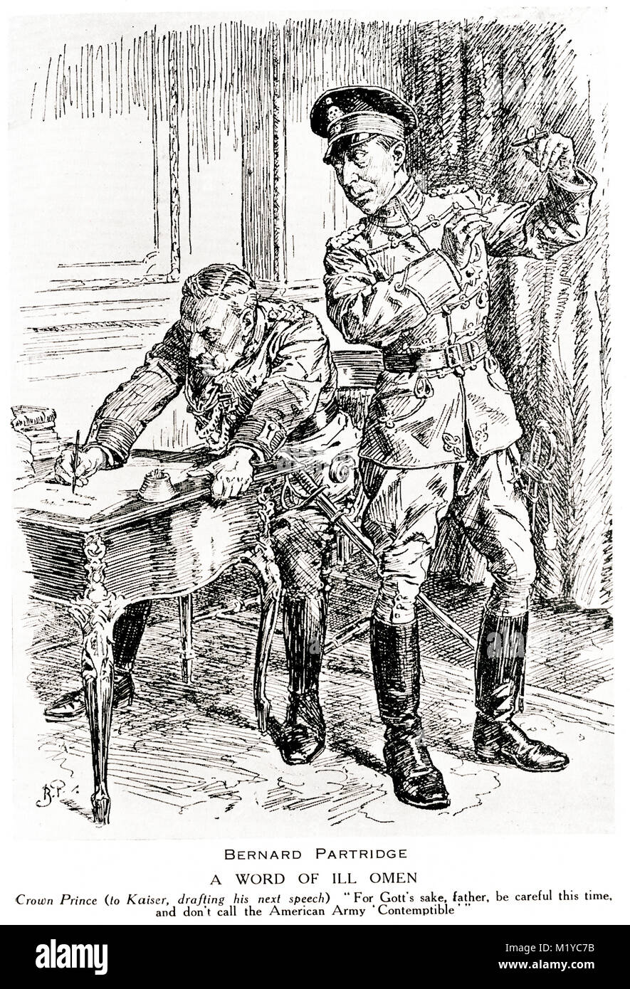 Un mot de mauvais augure. Le Prince de Kaiser : 'ne pas appeler l'armée américaine méprisable" par Bernard Partridge (1861-1945) Banque D'Images