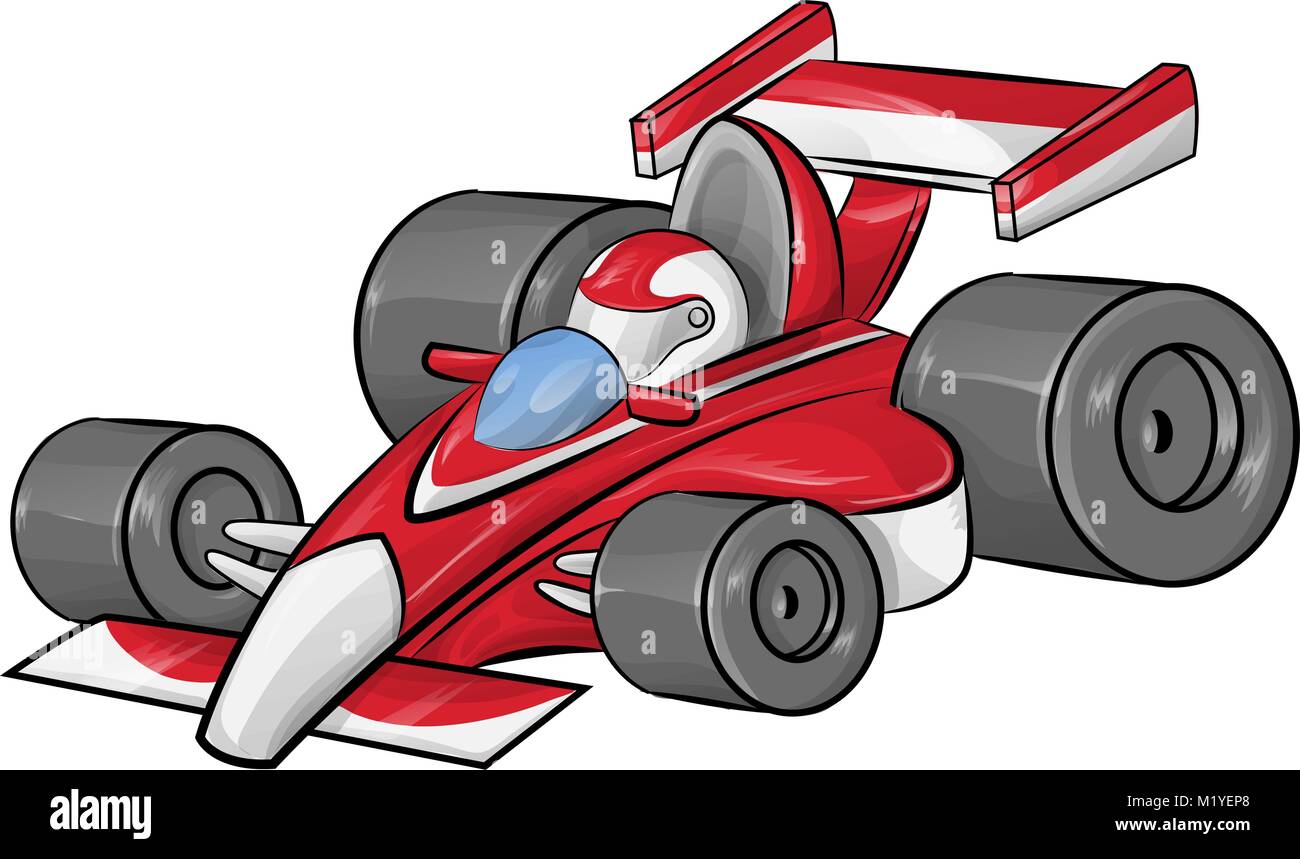 Funny cartoon voiture de course formule isolé sur fond blanc Illustration de Vecteur