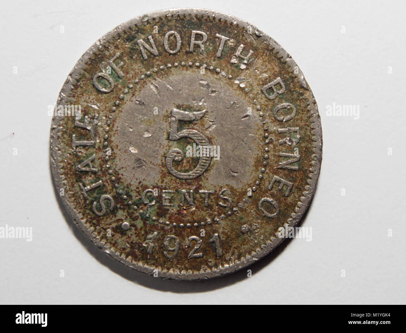 1921 Une pièce de 5 cents de l'état de North Borneo Banque D'Images