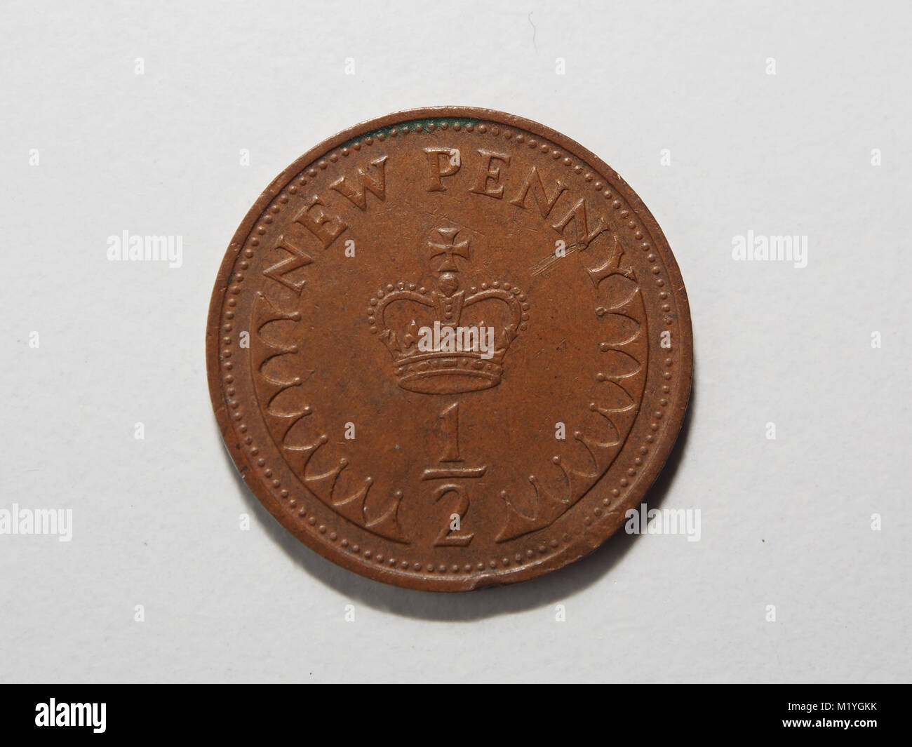 Une vieille pièce de demi-penny britannique Banque D'Images