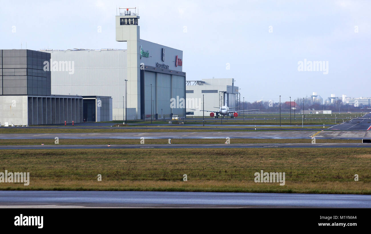 BERLIN, ALLEMAGNE - JAN 17th, 2015 : l'Aviation hangar à l'aéroport de Berlin Brandebourg à BER Banque D'Images