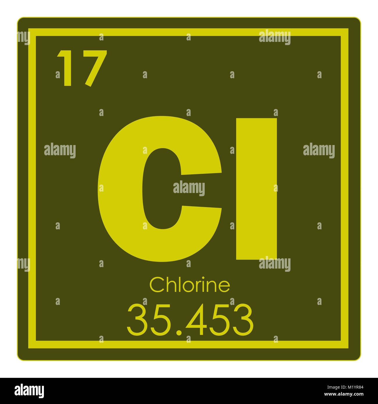 Tableau périodique des éléments chimiques chlore symbole de la science Banque D'Images